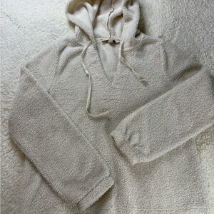 LOFT Cream Sherpa Hoodie Size Small S